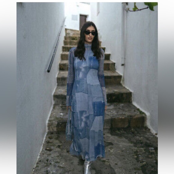 ZARA BLOGGERS FAV PATCHWORK WORK TULLE DRESS - Picture 6 of 14